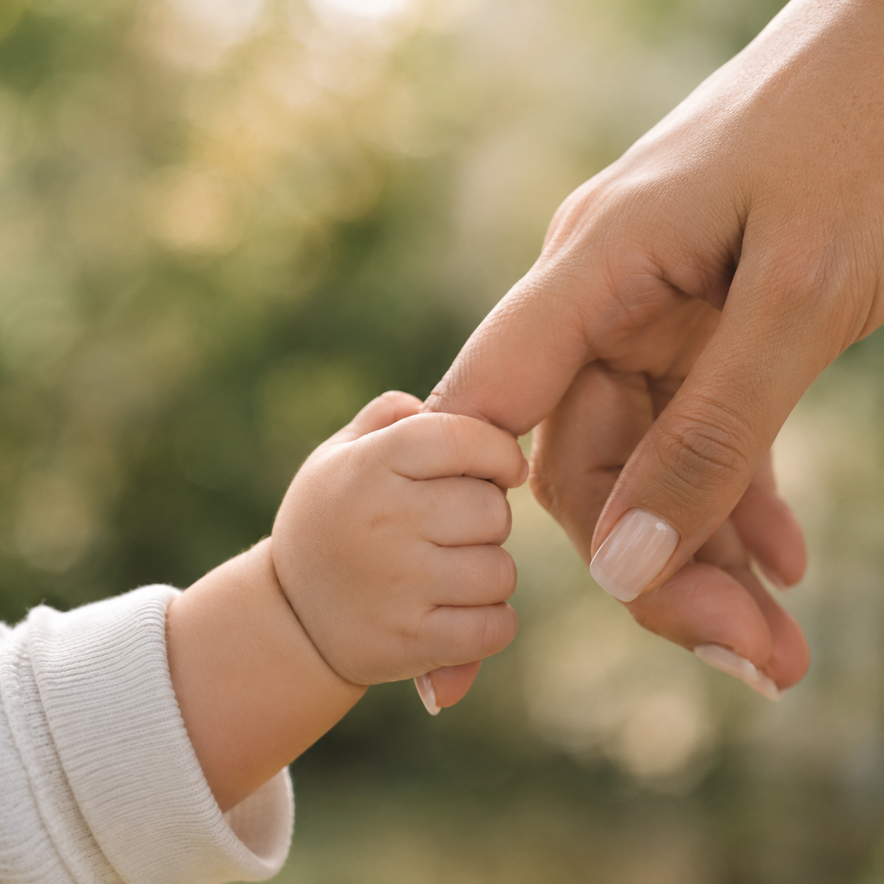 Tiny baby hand held by a parent's loving hand